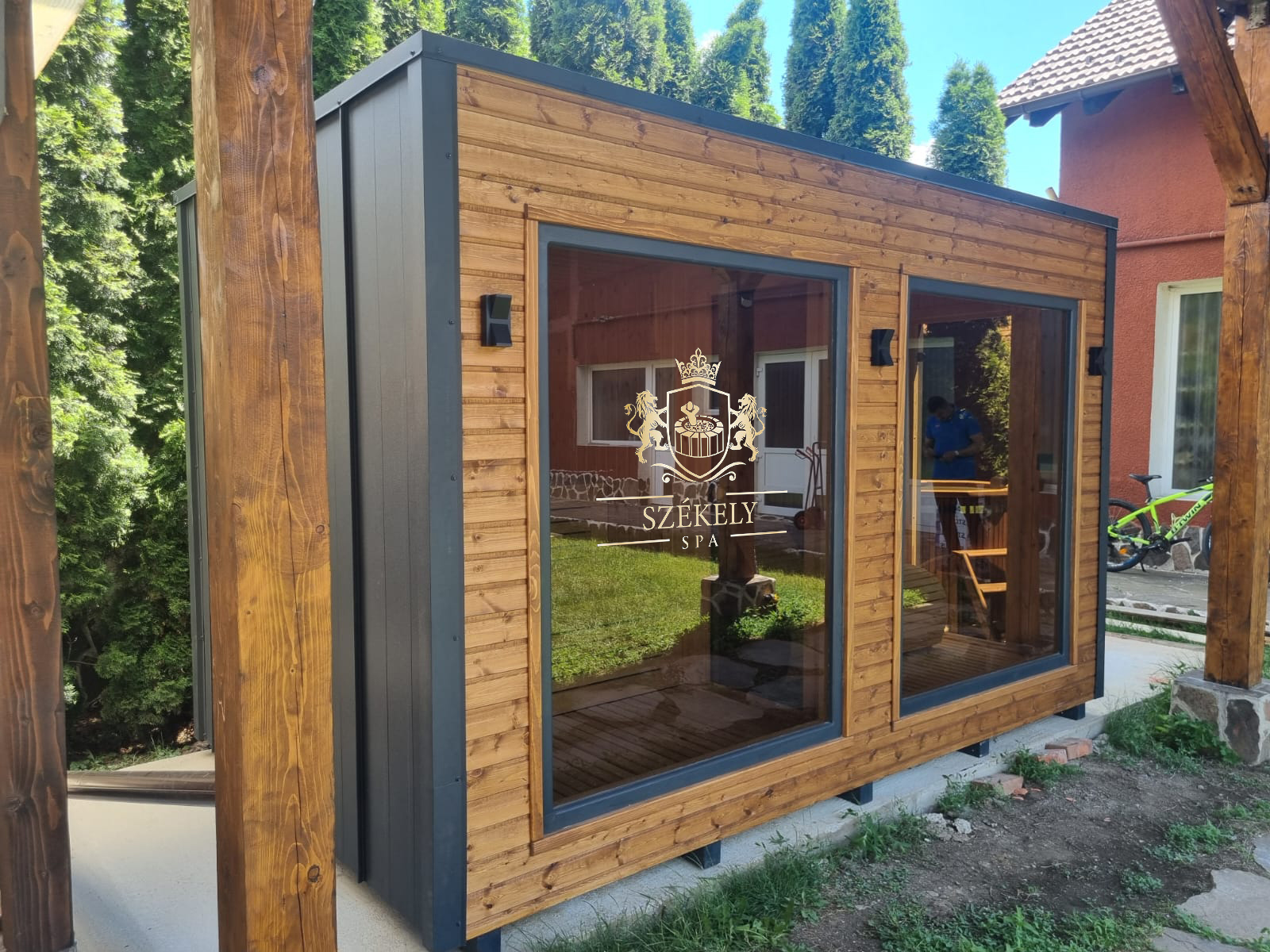 Saună Panoramică Premium de Exterior din Termowood cu Cameră de Relaxare – [ PSZSZ 6 ]