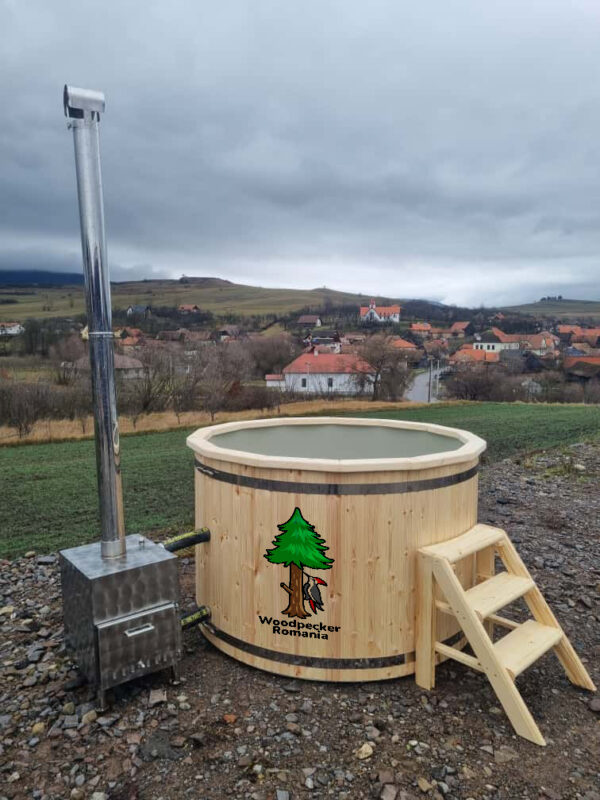 Ciubăr Premium pentru 4 – 5 Persoane cu Sobă Exterioară [ D1 ] în culoarea Natur