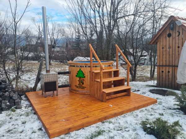 Ciubăr Premium pentru 4 – 5 Persoane cu Sobă Exterioară [ D1 ] în culoarea Alun